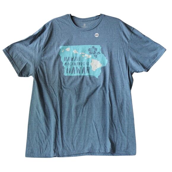 BOZZ PRINTS-Hawaii Backwards Is IIAWAH Ocean Blue T-Shirt size XXL - Picture 1 of 5